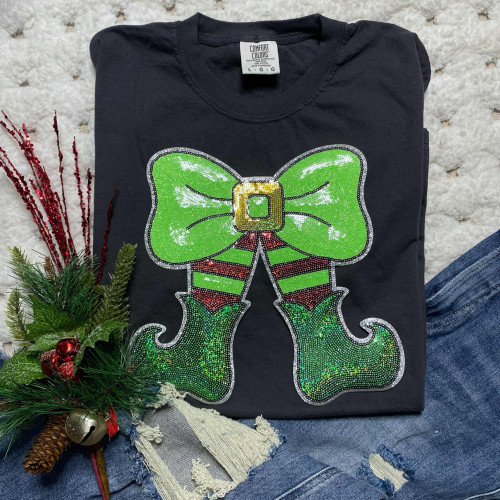 Elf Legs with Bow Sequin Tee Elf Legs with Bow Sequin Tee