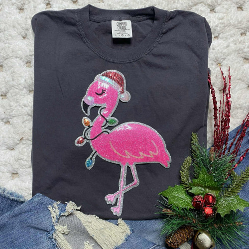 Christmas Flamingo Sequin Tee Christmas Flamingo Sequin Tee