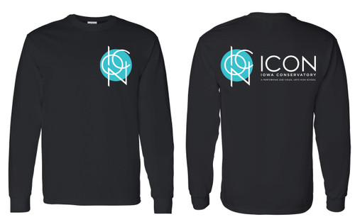 Icon Iowa Conservatory Blue/White Black LEFT POCKET & BACK Long Sleeve