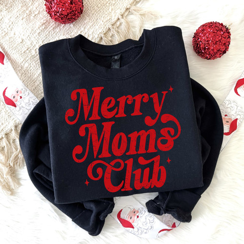 Distressed Merry Moms Club Sweatshirt