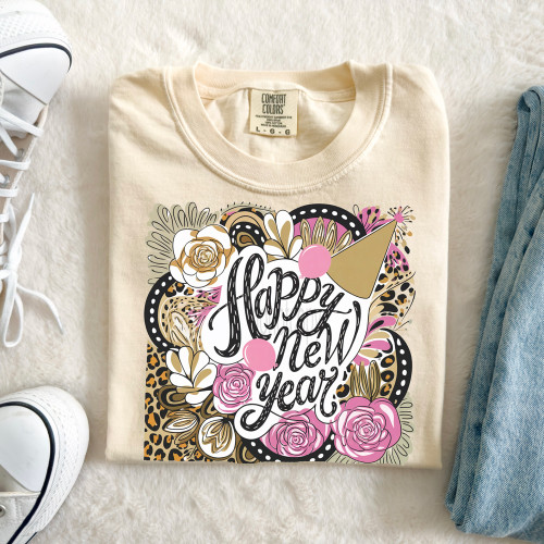 Happy New Year Floral Tee