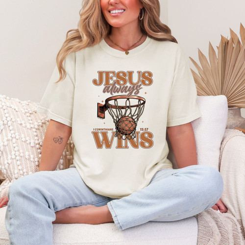 Jesus Always Wins Basketball Tee
