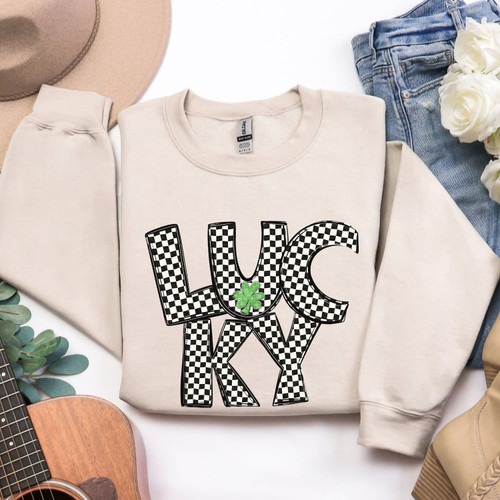 Black/White Lucky Checkered Sweatshirt