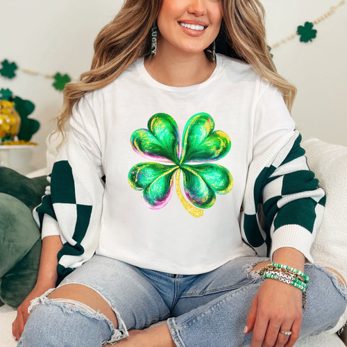 Shamrock Faux Glitter Tee