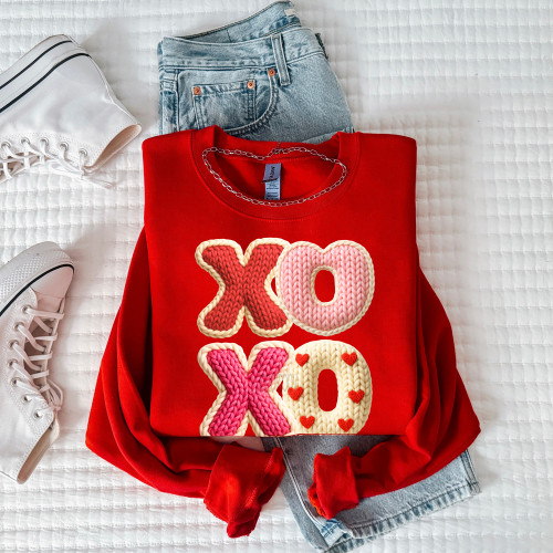 Faux Knit Valentine XOXO Sweatshirt