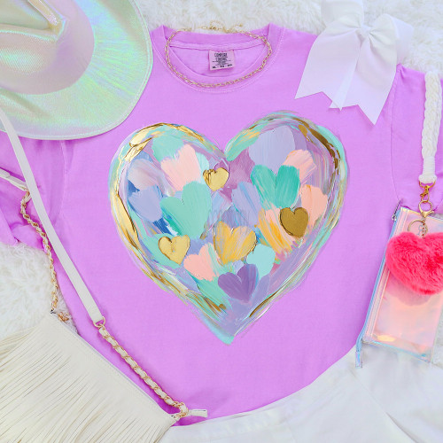 Faux Painted Pastel Heart Tee