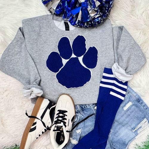Royal Blue Silver Glitter Paw Sweatshirt