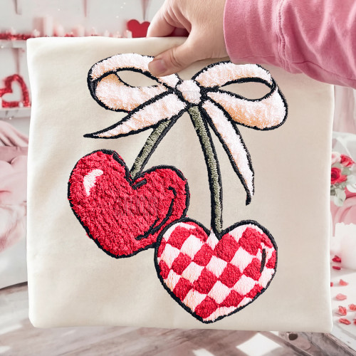 Faux Yarn Red Heart Cherries Tee