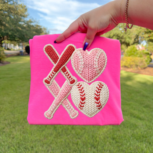 Faux Yarn Baseball XOXO Tee
