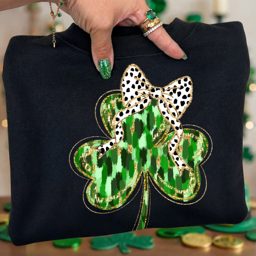Brushstroke Shamrock Dotted Bow Tee