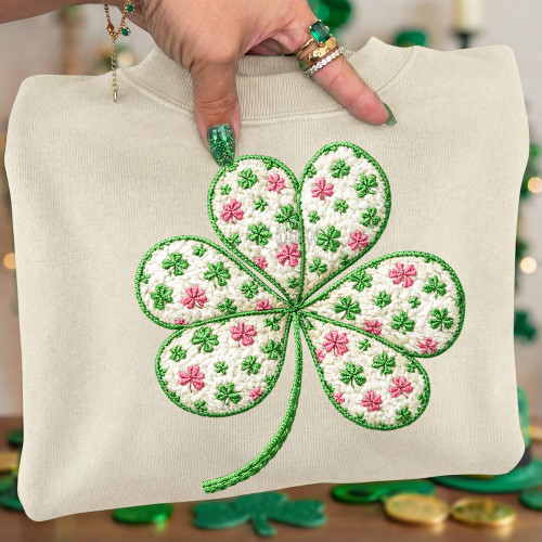 Faux Patch Shamrock Sweatshirt