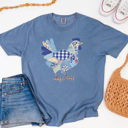 Faux Fabric Patchwork Chicken Tee