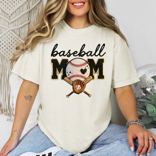 Faux Yarn Baseball Mom Tee