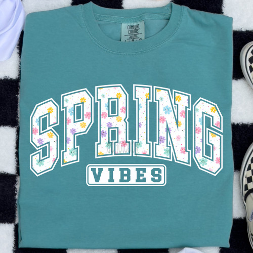 Spring Vibes Retro Flowers Tee