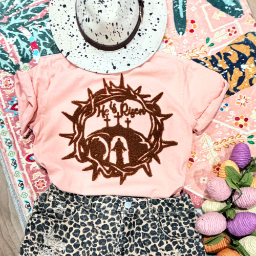 Fluffy He Is Risen Crown of Thorns Tee