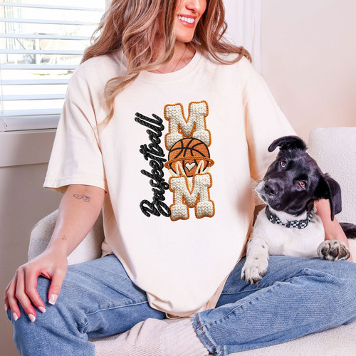 Faux Yarn Basketball Mom Tee