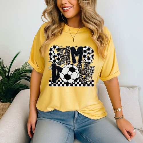 Faux Yarn Pattern Soccer Game Day Tee