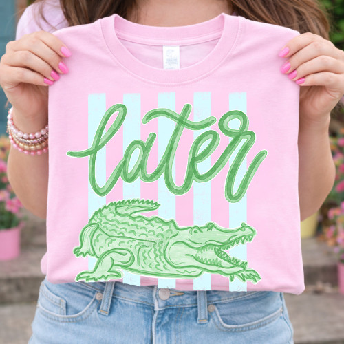 Blue Stripe Preppy Later Gator Tee