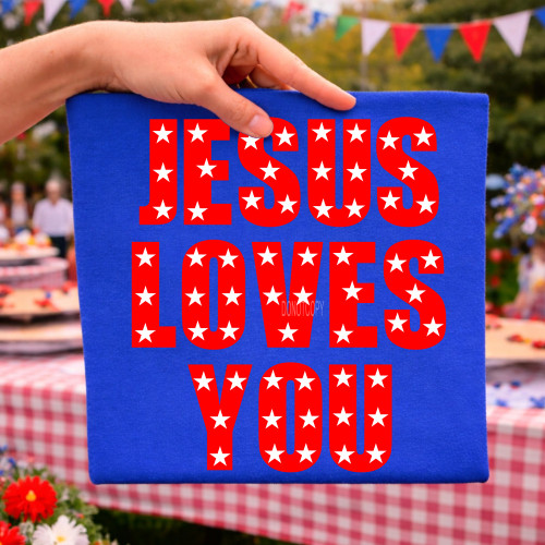 Patriotic Stars Jesus Loves You Tee