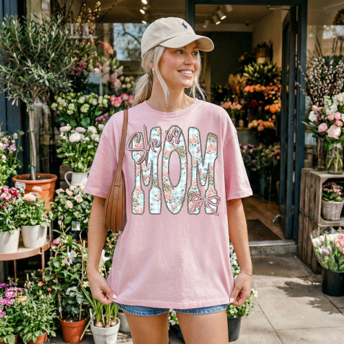 She Is Mom Floral Coquette Tee