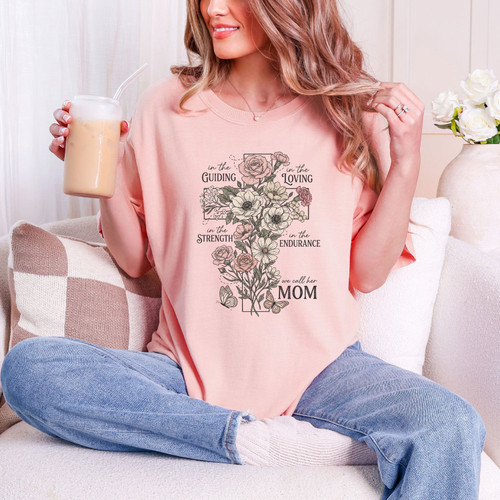 We Call Her Mom Floral Cross Tee