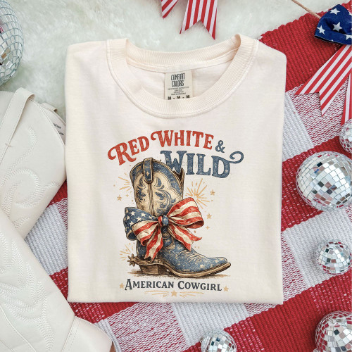 Red White & Wild Cowgirl Tee