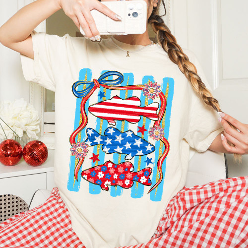 Patriotic Patterned Fish Tee