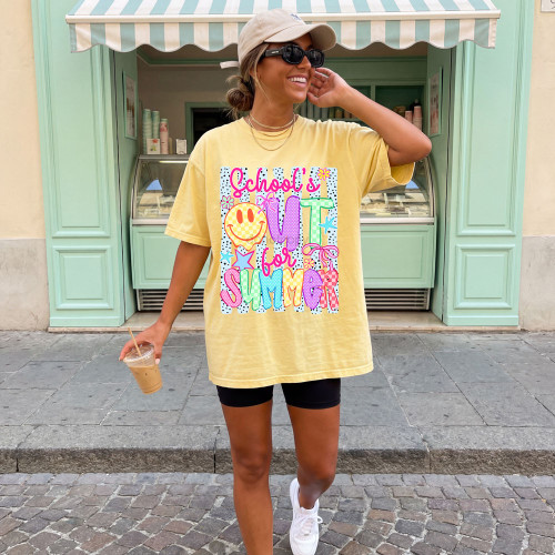 Retro School's Out For Summer Happy Face Tee