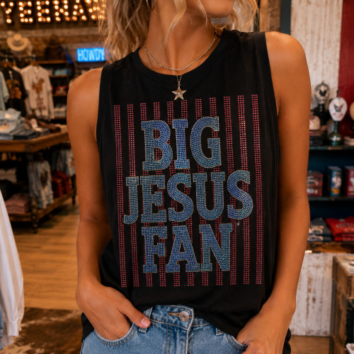 Big Jesus Fan Spangle Tank