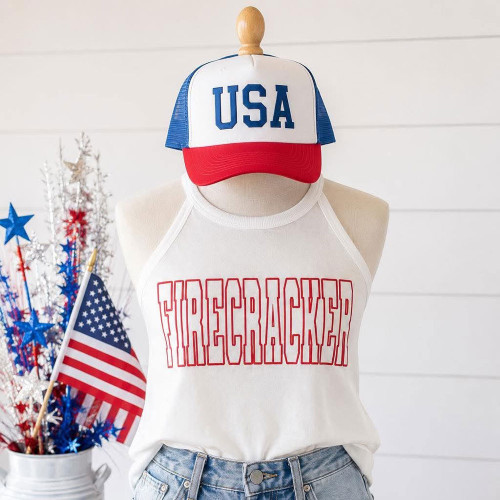 Firecracker Puff Rocker Tank