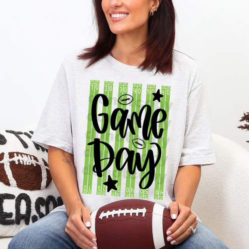 Retro Game Day Football Field Stripes Tee