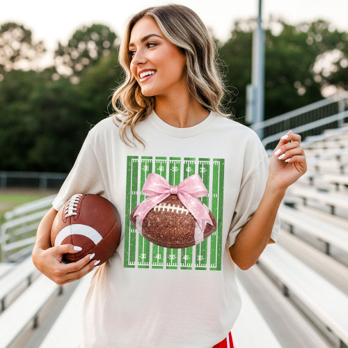 Pink Bow Football Tee
