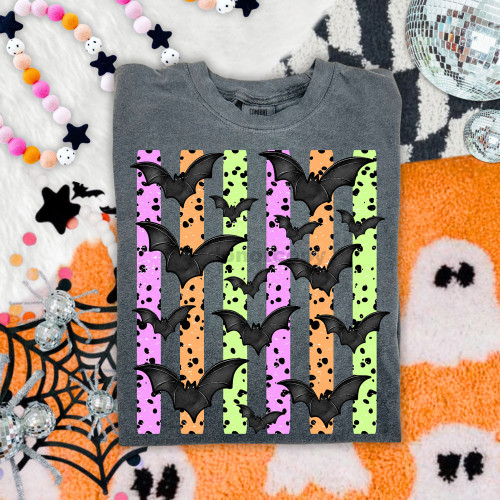 Halloween Bat Stripes Tee