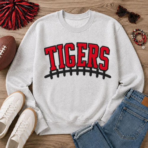 Tigers Red Football Laces Sweatshirt