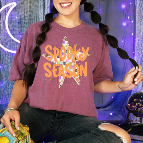 Spooky Season Checkered Star Tee