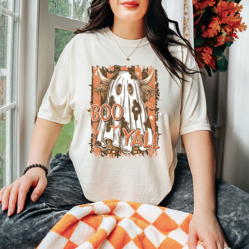 Boo Y’all Highland Cow Ghost Tee