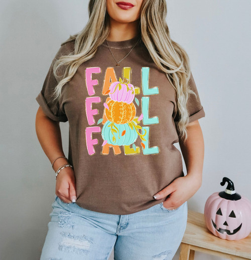 Faux Glitter Fall Fall Fall Pumpkin Tee