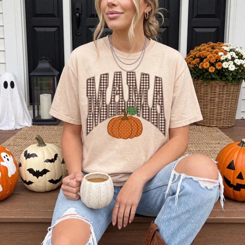 Gingham Fall Mama Tee
