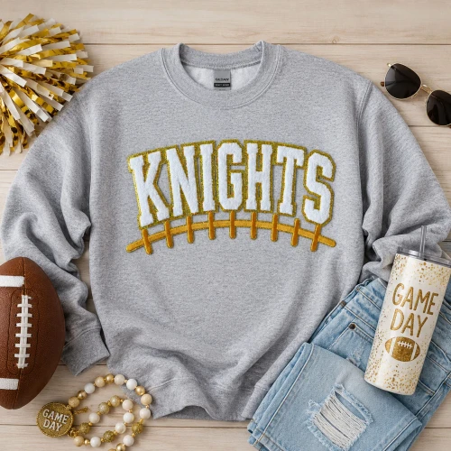 Knights White Chenille Gold Sweatshirt