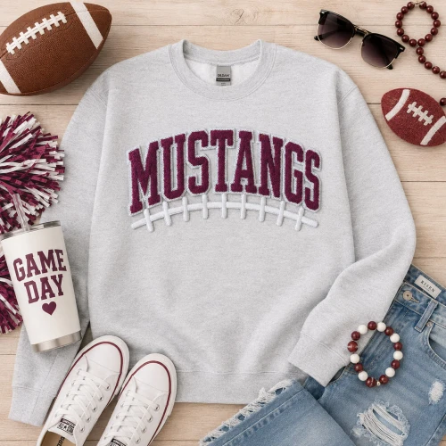 Mustangs Maroon Chenille Sweatshirt