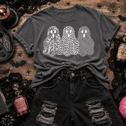 Patterned Trio Ghosts Tee