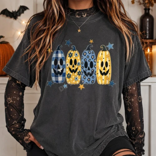 Patterned Pumpkins Halloween Tee