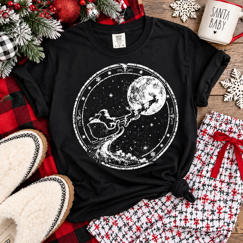 Santa Sleigh Moon Tee
