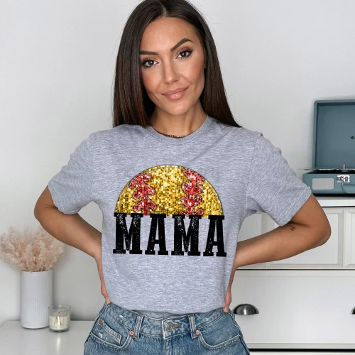 Softball Mama Faux Sequin Tee