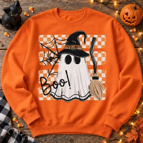 Boo! Ghost Witch Hat Sweatshirt