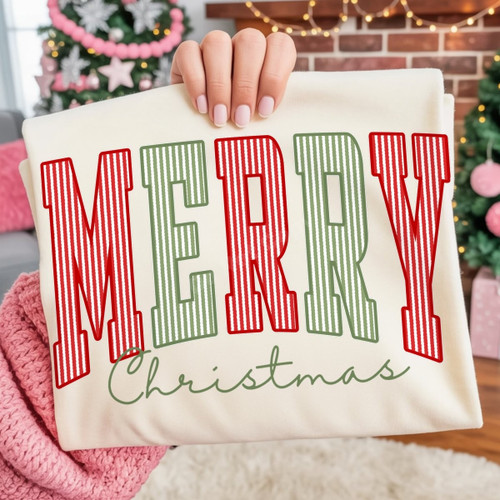 Candy Stripe Merry Christmas Tee