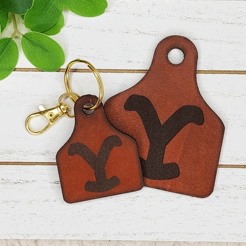 Yellowstone Leather Cattle Tag Keychain