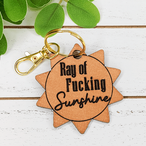 Ray Of Fucking Sunshine Leather Keychain