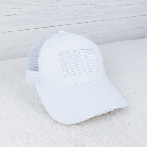 White USA Flag Patch Ball Cap