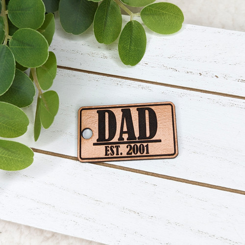 Personalized Leather Dad Est. Keychain